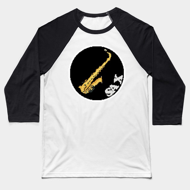 Rock Battle Card Game Saxophone Icon (Sax) Baseball T-Shirt by gkillerb